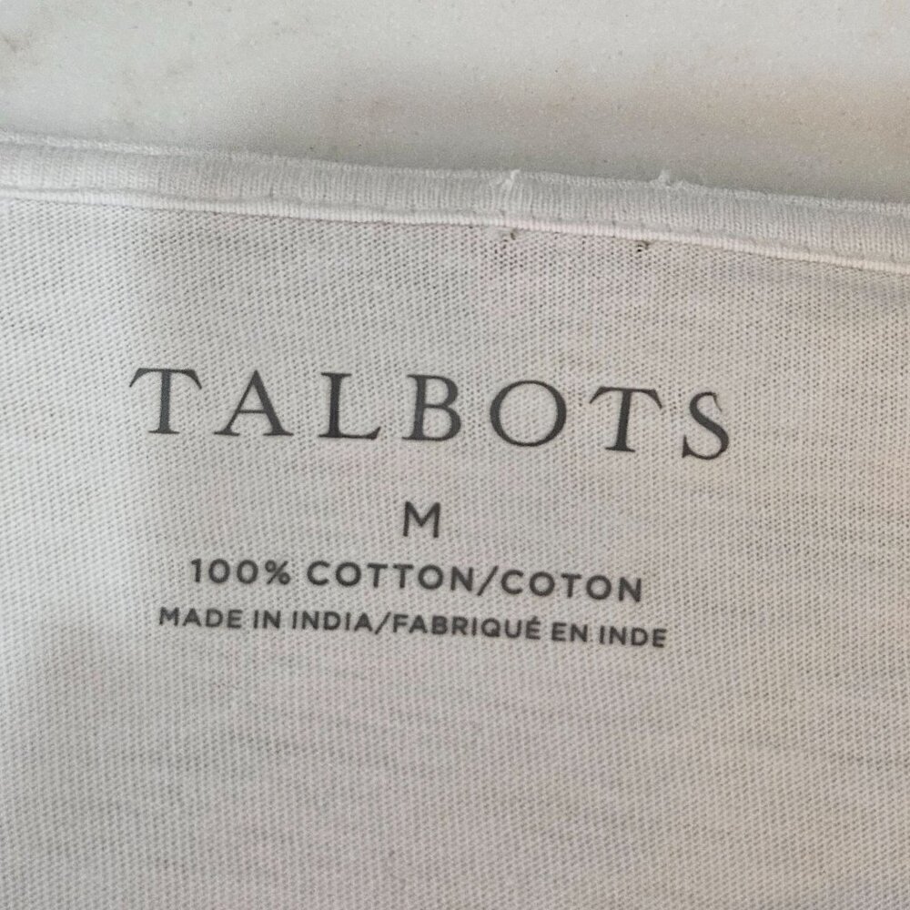 Talbots Cottagecore Knit White 3/4 Sleeve Lace Boho Top 100% Cotton Size M - Picture 5 of 9